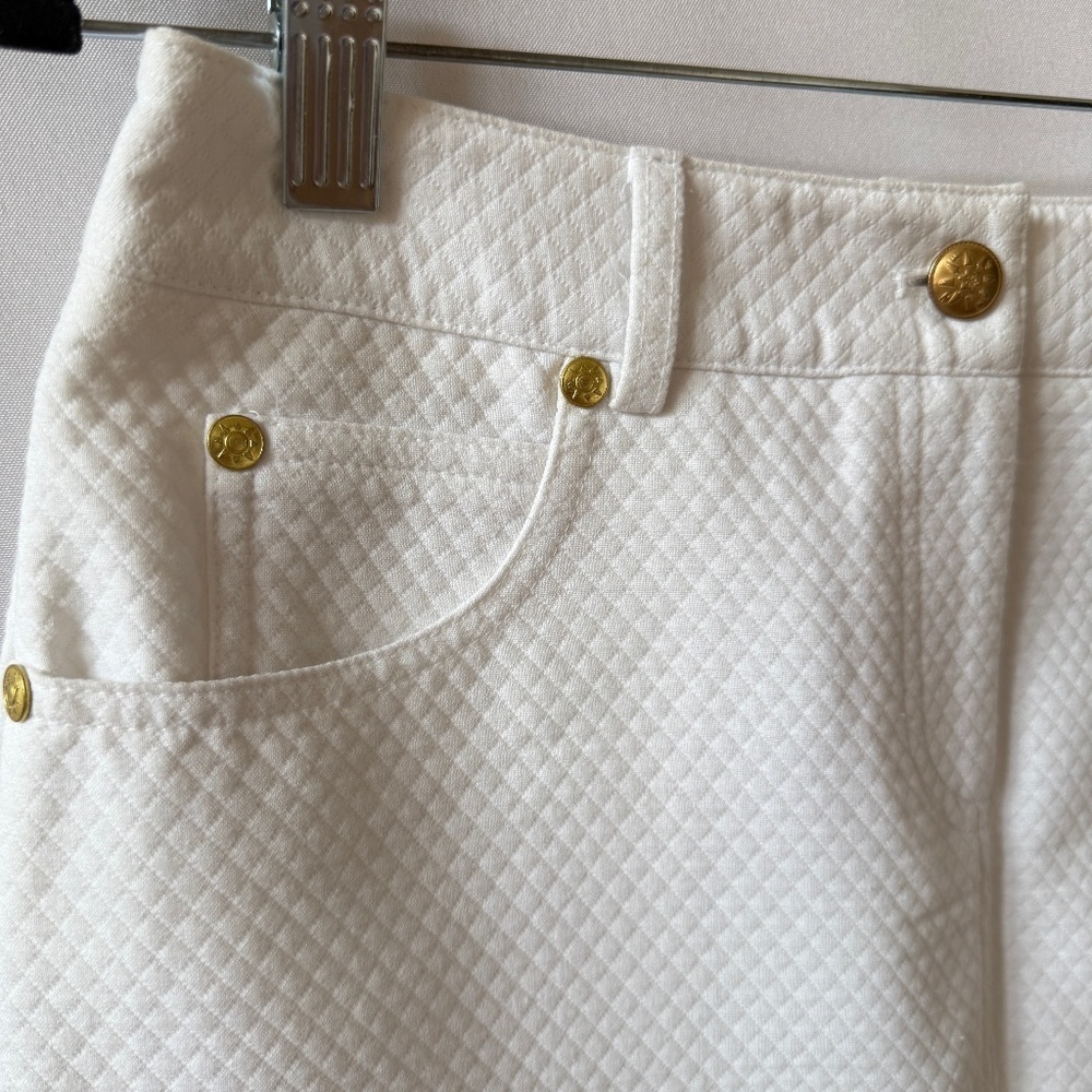 J MCLAUGHLIN SKIRT PENCIL MINI QUILTED SPORTY POCKETS CHIC CASUAL PREPPY WHITE 2 - Picture 3 of 11
